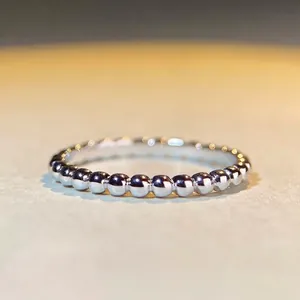 S925 Sterling Silver Beaded Bubble Ring Minimalist Polished Round Ball Design Finger Band Ring For Women Commuter Fashion Jewelry