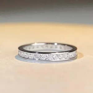 Bague Eternity en Argent Sterling 925 Pour Femme Rond Carré Zirconia Pavé Incrusté Bijoux de Mode Empilables