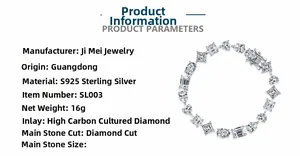 Details des S925 Sterlingsilber-Armbands mit Birnen- und Smaragdschliff-Hochkohlenstoffsteinen