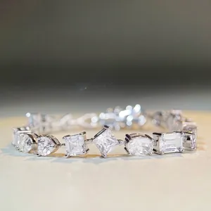 925 Sterlingsilber Moissanit Tennis Armband Für Damen Multi Form Zirkonia Platinierte Eleganter Schmuck Jubiläumsgeschenk