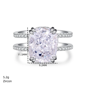 Detail showing dimensions and 5.2g weight of S925 silver double row zircon ring