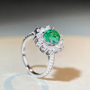 Luxurious S925 sterling silver ring with oval Paraiba tourmaline and halo diamonds