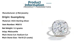 Detail view of 5ct radiant cut moissanite ring in S925 sterling silver halo setting
