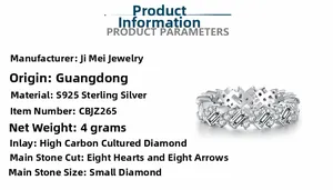Detail view of S925 sterling silver ring with high carbon diamond and eight hearts and arrows cut
