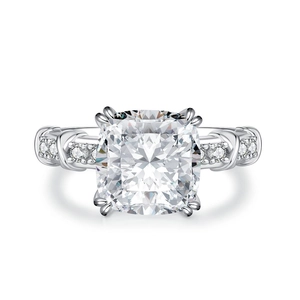 Elegant s925 silver cushion-cut zircon ring with twisted infinity band design
