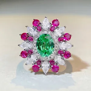 Bagues à Fleurs de Luxe en Argent Sterling 925 pour Femmes Avec Design de Cluster de Zirconia Bijoux de Mariage Rétro Cadeau