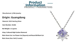 Detail of 3-carat purple ice-cut gemstone pendant with sparkling pear-cut accents