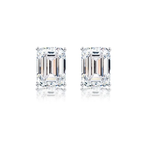 Elegant S925 sterling silver emerald cut cubic zirconia stud earrings with 4-prong setting