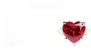 Macro detail of a 7ct heart-shaped ruby silver ring with premium diamond cut craftsmanship