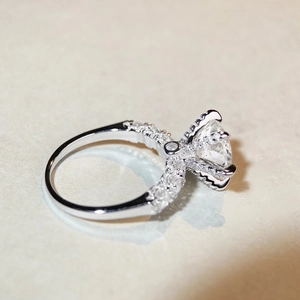 Bague en Argent Sterling 925 Moissanite pour Femme 3 Carats Rond Taille Feu d'Artifice Six Griffes Alliance Bijoux