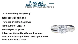 Detailed technical specifications for S925 silver 1ct moissanite ring with twisted band