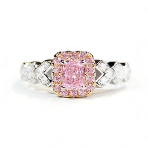 Bague élégante en argent 925 avec diamant rose taille coussin et anneau en forme de cœur