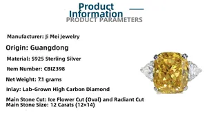 Macro detail of a 12-carat radiant cut yellow gemstone ring on S925 sterling silver band