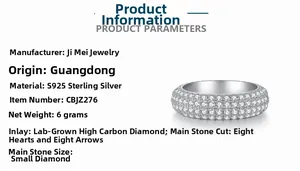 Detailed S925 sterling silver hip-hop ring specifications with cubic zirconia pavé