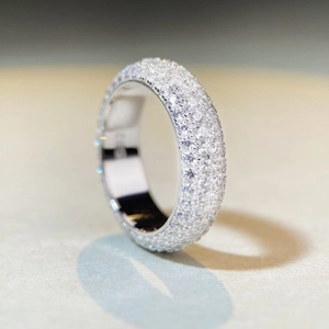 S925 sterling silver eternity ring featuring four rows of sparkling cubic zirconia stones