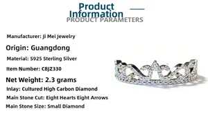Detailed specifications of S925 sterling silver crown ring with cubic zirconia inlay