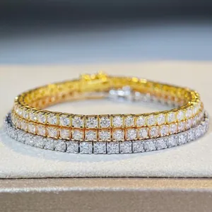 Bracciale Tennis in Argento Sterling 925 Moissanite per Uomo Donna Hip Hop Gioielli con Strass Scintillanti Regalo Catena Bracciale