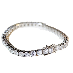Classic S925 silver tennis bracelet with D color moissanite and double safety clasp