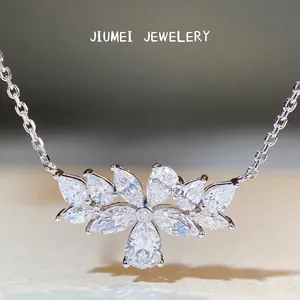 925 Sterling Silver Wheat Ear Necklace For Women Luxury Zirconia Inlaid Pendant Elegant Clavicle Chain Daily Party Jewelry