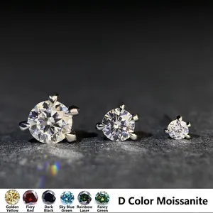 Orecchini a Bottone Hip Hop in Argento Sterling 925 Artiglio di Drago per Uomo Donna Moissanite Intarsiata Gioielli di Moda