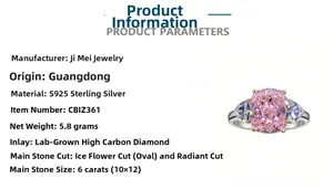 Macro detail of a 6-carat pink radiant ice-cut stone on an S925 sterling silver ring