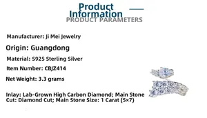 Detailed view of S925 sterling silver ring with 1ct pear-cut high carbon diamond