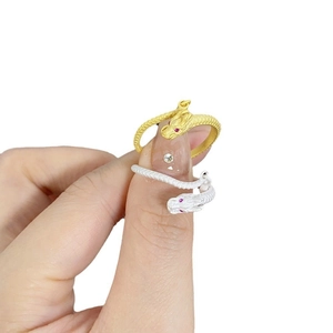 S925 sterling silver dragon rings in gold and silver finish with red stone eyes
