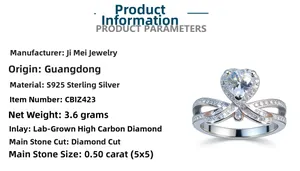Macro detail of S925 sterling silver ring with 0.5ct heart-cut diamond and bow setting
