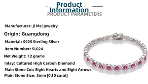 Detail showing S925 sterling silver tennis bracelet with 3mm high carbon diamonds