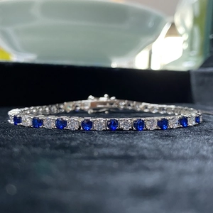 S925 Sterling Silver Colorful Zirconia Tennis Bracelet For Women Rainbow Interspersed Chain Jewelry Anniversary Gift