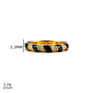 Detail shot of 3.3mm enamel ring band with zircon stones and golden finish specs