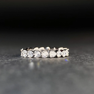 Elegant S925 sterling silver heart-shaped eternity ring with sparkling full pavé stones