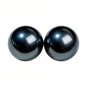 Classic black Tahitian pearl earrings set in 925 sterling silver on a clean white background