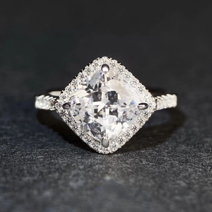 Bague de Mariage de Luxe en Argent Sterling 925 avec Strass Taille Coussin pour Femmes Mode Géométrique Carrée Incrustée Bijoux de Fiançailles