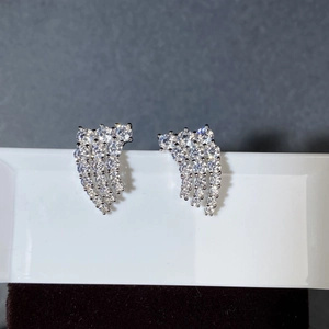 Elegant S925 sterling silver wing earrings with sparkling cubic zirconia inlay