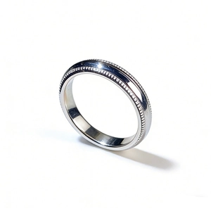 Polished S925 sterling silver ring with milgrain edges and mirror finish for men