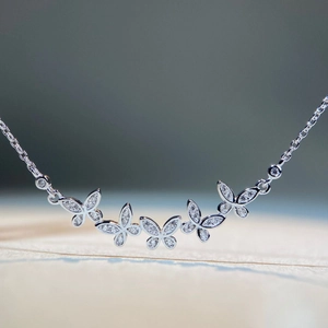 S925 Sterling Silver Butterfly Necklace For Women Elegant Inlaid Rhinestone Clavicle Chain Fashion Jewelry Accessory Gift
