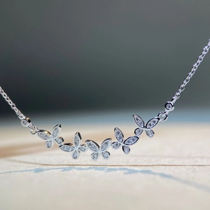 925 sterling silver butterfly necklace with cubic zirconia micro-pave pendant jewelry