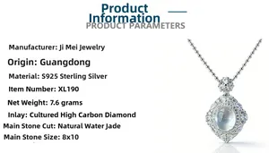 Detail specifications of S925 silver necklace with 8x10mm Shui Mo Jade pendant