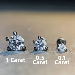 925 Sterling Silver Moissanite Dragon Claw Stud Earrings Dark Style Black Plated Round Cut Hip Hop Jewelry For Men Women