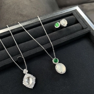 Collier Pendentif en Calcédoine en Argent Sterling 925 pour Femme Élégant Nouveau Style Chinois Chaîne en Agate Strass Bijoux