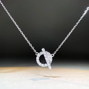 S925 Sterling Silver Pig Nose Necklace For Women Full Rhinestone O-Chain Pendant Minimalist Simple Clavicle Chain Jewelry