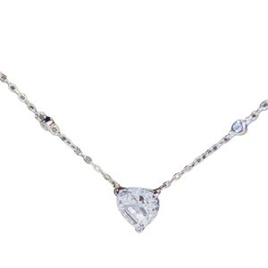 S925 sterling silver heart pendant necklace with ice flower cut cubic zirconia