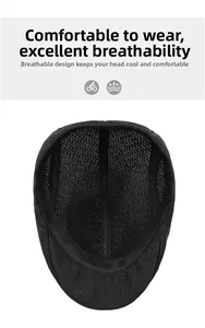 Detail of lightweight black mesh fabric showing breathable texture for flat cap
