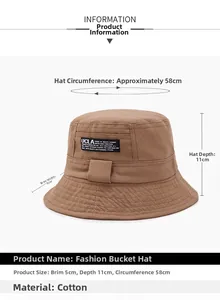 Detailed size chart of cotton UCLA bucket hat showing 5cm brim and 11cm depth