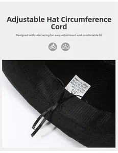 Detailed view of the internal adjustable drawstring and fabric blend label on this black hat