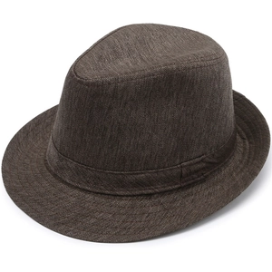 Breathable brown herringbone jazz fedora hat for men and women in classic British style
