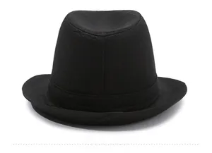 Rear view of black breathable fedora sun hat showing the back textured weave and brim