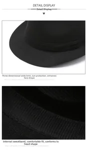 Detail shot of breathable summer fedora hat showing brim design and inner sweatband