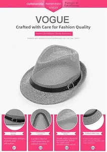 Detail view of breathable grey mesh jazz hat with black leather strap and buckle